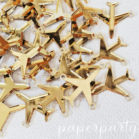 Avioane plexiglas auriu oglinda 3cm pentru invitatii de nunta