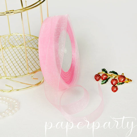panglica organza roz 2cm 45m