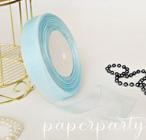 panglica organza albastru pastel 2cm 45m