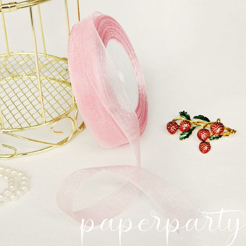 panglica organza roz trandafiriu 2cm 45m