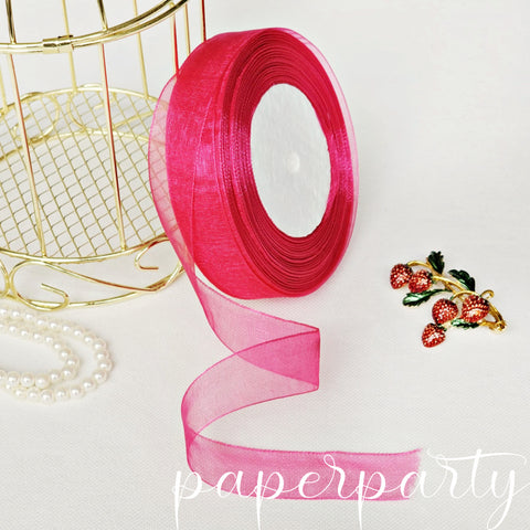 panglica organza fuchsia 2cm 45m