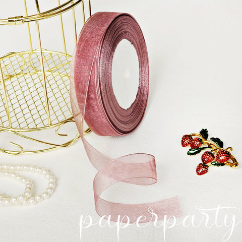panglica organza old rose 2cm 45m